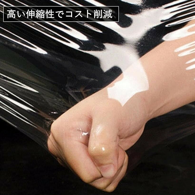 エムラインストアのハンディラップ ストレッチフィルム 資材 梱包 38cmx15umx150m (ラップ+ハンドル)｜アングル3