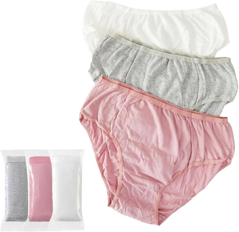 使い捨てショーツ 綿100% 洗わず履ける滅菌個装 レディース 3枚組 柔らかい 肌に優しい 蒸れない 災害 避難所 入院 産後 旅行 (3個セット, 3XL)