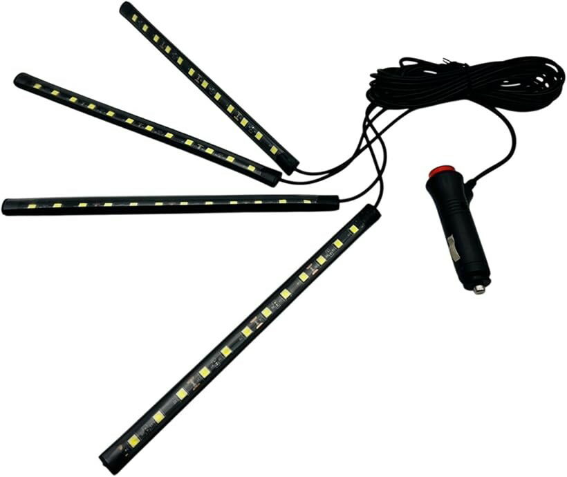 LEDテープライト カー用品 フロアライト アンビエントライト 4本 (シガーソケット グリーン)