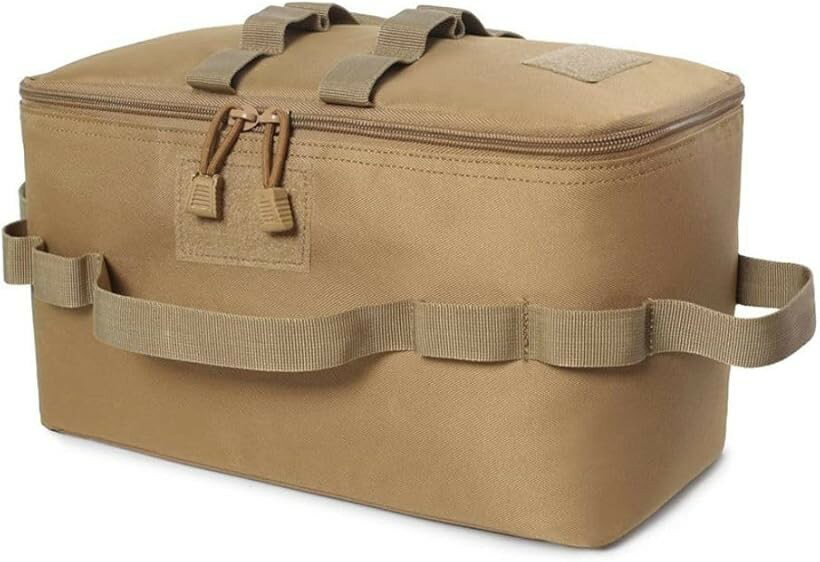 キャンプ 収納 小物 ケース バッグ ギア ボックス 10L 仕切り アウトドア ガス缶 釣り (ベージュ)