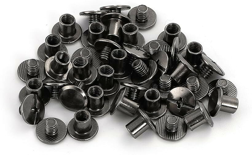 シカゴスクリュー シカゴネジ レザークラフト用 20個セット (ブラック, Φ5x6mm)