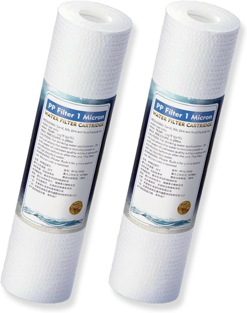 社外 アクアリウム 水槽 浄水器 フィルター PP スタンダード セディメント 1ミクロン 錆び 砂 泥 除去 10インチ 2本 (p_2)