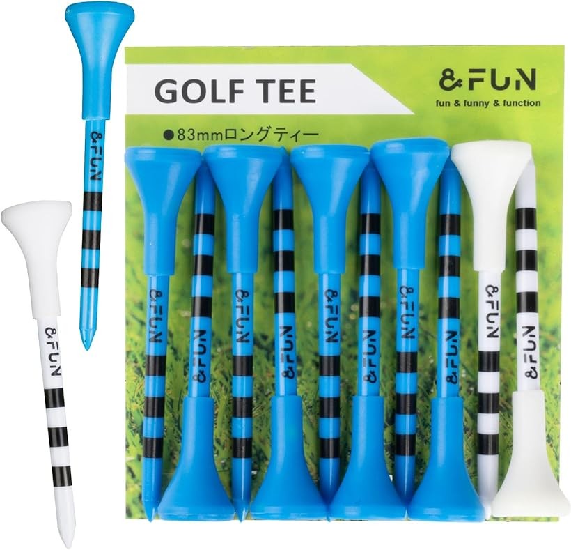 バリエーションコード : 2bu68fqw2h商品コード2bup5r4k4h商品名アンドファン ゴルフティー ラバーヘッド ロングティー 83mm 10本入 ボールを乗せやすいブランド＆FUNカラーWhiteブルーラバーヘッドで優れた耐久性。ボールがサッと乗る安定感。目盛りに合わせてピタッと決まる簡単高さ調整。ティーを飛ばしても見つけやすいカラーで紛失ストレス軽減。クラブヘッドに優しい素材でずっと安心しかも折れにくい。全長83mm 10本入 ＜Proブラック10＞＜Coolブルー10＞＜Passionレッド10＞＜Stylishカラフル10＞ ＜White2イエロー8＞ ＜White2オレンジ8＞ ＜White2グリーン8＞ ＜White2ブルー8＞全長83mm 10本入 ＜White2イエロー8＞ ＜White2オレンジ8＞ ＜White2グリーン8＞ ＜White2ブルー8＞※ 他ネットショップでも併売しているため、ご注文後に在庫切れとなる場合があります。予めご了承ください。※ 品薄または希少等の理由により、参考価格よりも高い価格で販売されている場合があります。ご注文の際には必ず販売価格をご確認ください。※ 沖縄県、離島または一部地域の場合、別途送料の負担をお願いする場合があります。予めご了承ください。※ お使いのモニタにより写真の色が実際の商品の色と異なる場合や、イメージに差異が生じることがあります。予めご了承ください。※ 商品の詳細（カラー・数量・サイズ 等）については、ページ内の商品説明をご確認のうえ、ご注文ください。※ モバイル版・スマホ版ページでは、お使いの端末によっては一部の情報が表示されないことがあります。すべての記載情報をご確認するには、PC版ページをご覧ください。・ラバーヘッドなのでボールを乗せやすく安定しています。・3本ラインの目盛りに合わせてお好みのティーの高さにできます。・ティーを飛ばしても見つけやすいカラーで紛失しにくいです。・クラブヘッドに優しく安心、しかも折れにくい83mmロングティーです。