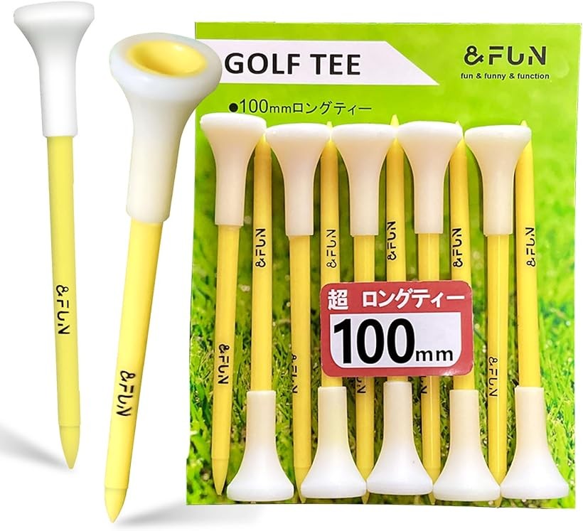 バリエーションコード : 2buq353g2s商品コード2buq3dikjs商品名アンドファン ゴルフティー ドラコン 超ロングティー 100mm 10本入 ラバーヘッド ボールを乗せやすいブランド＆FUNカラーイエロー高さ100mmの超ロングティー（ゴルフ規則適合：上限4インチ内）ドラコンホール、飛ばし狙いのホール専用ティー: いつもより高くして飛ばす /ロゴが隠れてティーアップ高60mm/ロゴが見えてティーアップ高70mmラバーヘッドでティーが高くてもボールが落ちない、置きやすい芝に映えるホワイトカラー。打った後もすぐ発見折れにくいティー本体。ポリプロピレン（PP）ガンガン使える高コスパ（高価なプロ用ティーの弱点を克服）全長100mm　ラバーヘッド直径18mm10本入カラー　ホワイト/イエロー※ 他ネットショップでも併売しているため、ご注文後に在庫切れとなる場合があります。予めご了承ください。※ 品薄または希少等の理由により、参考価格よりも高い価格で販売されている場合があります。ご注文の際には必ず販売価格をご確認ください。※ 沖縄県、離島または一部地域の場合、別途送料の負担をお願いする場合があります。予めご了承ください。※ お使いのモニタにより写真の色が実際の商品の色と異なる場合や、イメージに差異が生じることがあります。予めご了承ください。※ 商品の詳細（カラー・数量・サイズ 等）については、ページ内の商品説明をご確認のうえ、ご注文ください。※ モバイル版・スマホ版ページでは、お使いの端末によっては一部の情報が表示されないことがあります。すべての記載情報をご確認するには、PC版ページをご覧ください。