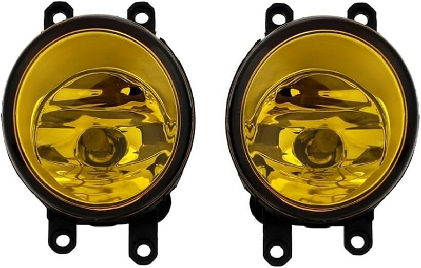 互換品トヨタ 互換 フォグランプ ユニット 汎用 社外品 HID LED 純正サイズ交換用 H8 H11 H16 ガラス レンズ LR セット イエロー (イエロー)