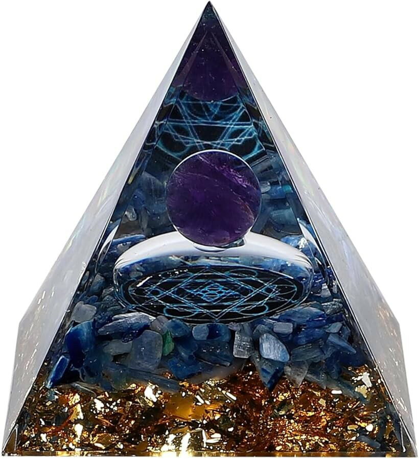 Other - オルゴナイト ピラミッド 水晶 天然石 チャクラ パワーストーン 置物 5x5cm (ブルー)
