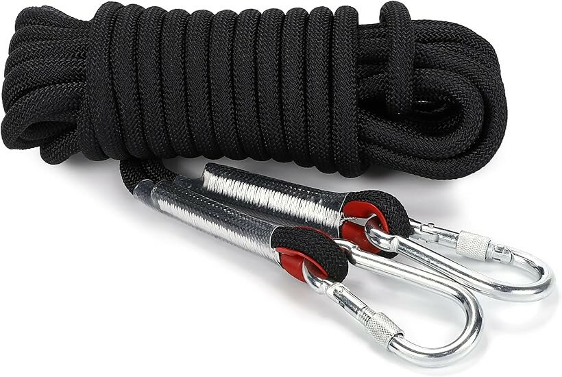 耐久 ロープ 幅広く使える多用途タイプ 多機能 多目的 直径 12mm ブラック キャンプ アウトドア 引越し 荷物の吊上げ 車 ボート 牽引 補助 10M (ブラック, ラージ)