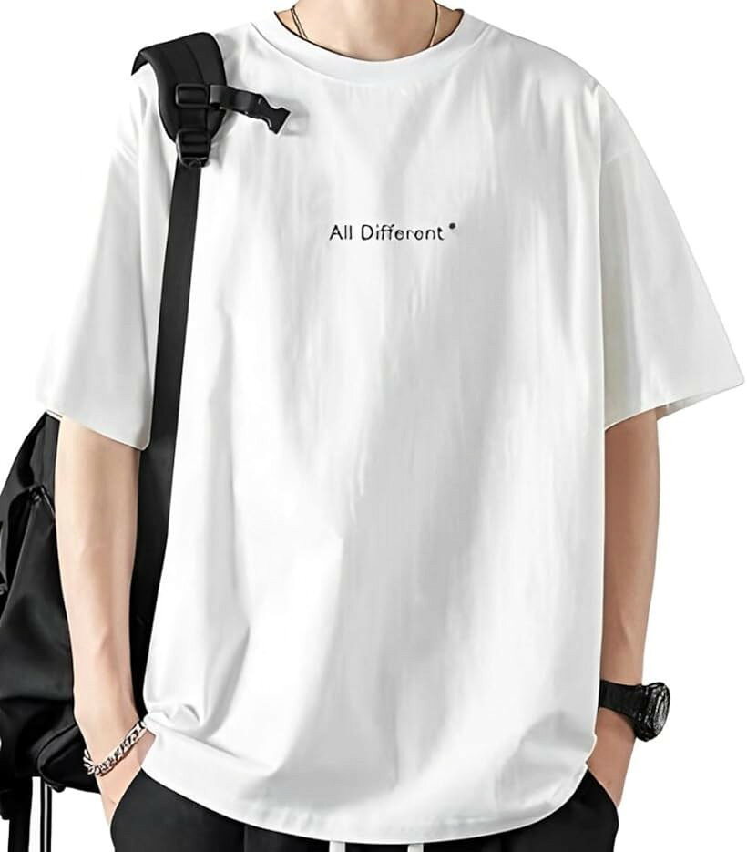アスペルシオ ストリート系 半袖 Tシャツ クルーネック オシャレ 英字 プリント プルオーバー メンズ ショートスリーブ カットソー ラウンドネック アメカジ レゲエ サラサラ 涼しい 襟なし クラッシック (マットホワイト, 2XL)