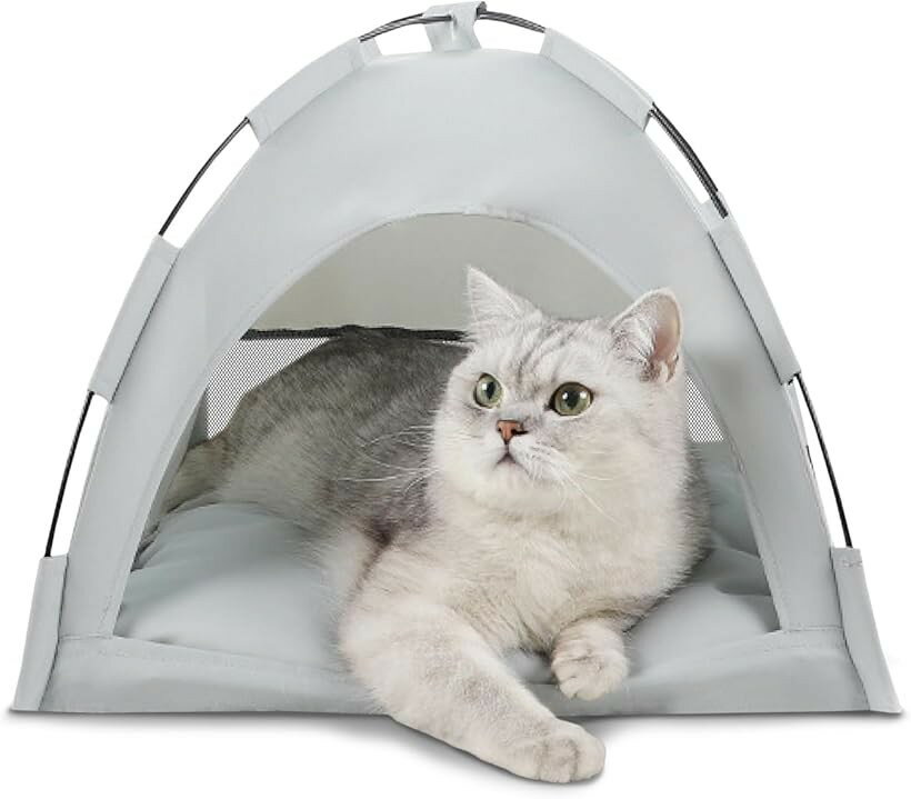 Other - 猫 ハウス キャットハウス アウトドア ドーム型 テント型 (ライトグレー, 小「40cmx40cm」)
