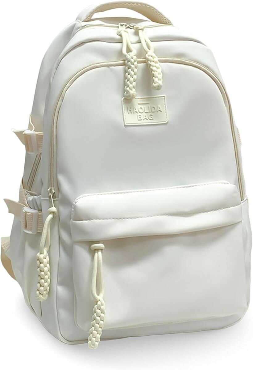 Rucksacks - リュック キッズ 女の子 小学生 子供 リュックサック 中学生 大容量 軽量 ナイロン 通学 a4 キッズリュック (ホワイト, ミディアム)