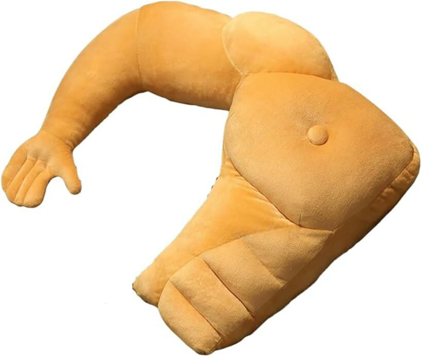 Curve Shape - 抱き枕 人型 マッチョ おもしろグッズ 面白いプレゼント 腕枕 クッション 雑貨 誕プレ 男 筋肉 ユニーク 人型クッション 面白インテリア ギフト (色白/右側, 幅/約45cm)