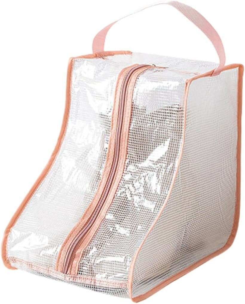 シューズケース ブーツ収納 2足セット ロングブーツ収納袋 ショートブーツ収納 ブーツケース 靴入れ袋 防菌防臭 おしゃれシューズカバー (ピンク, ショート)