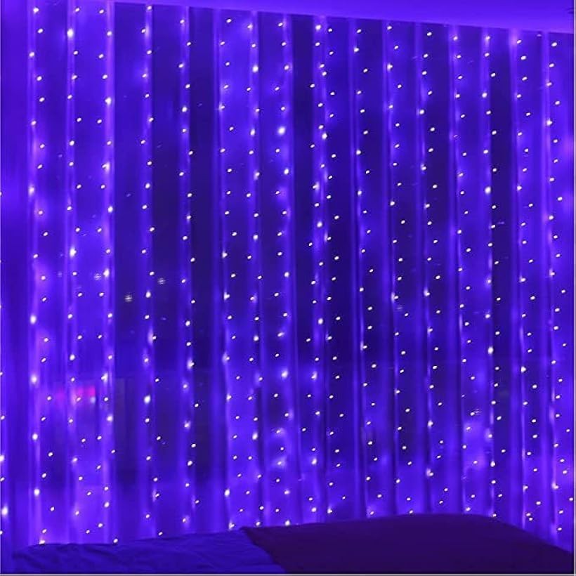 クリスマス カーテン レース イルミネーション LED ライト 発色タイプ USB式 電飾 飾り (ブルー)
