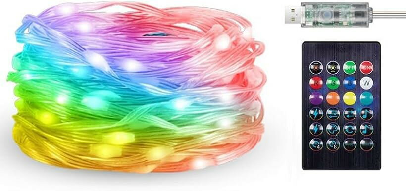 クリスマス イルミネーション LED カラフル マルチカラー 発色タイプ USB式 ストリングライト (RGB, 10m)