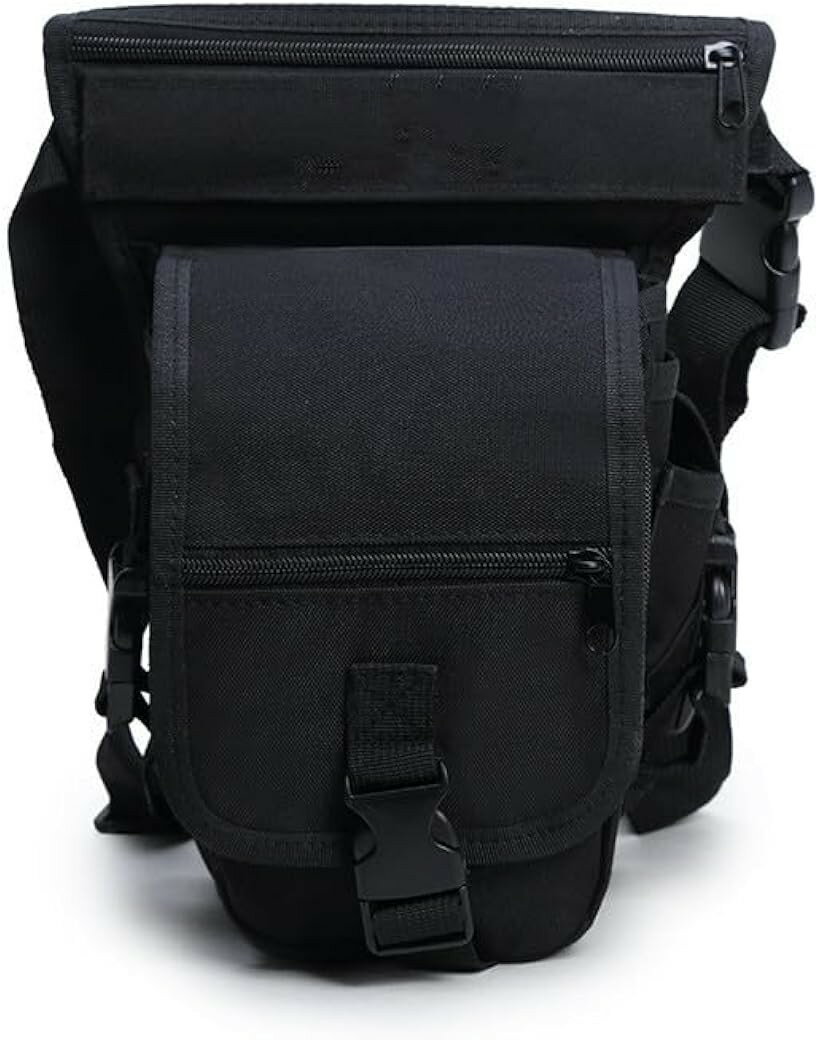 サバゲー レッグバッグ レッグポーチ タクティカル 軍用 ミリタリー 登山用 アウトドア 防水 (ブラック)