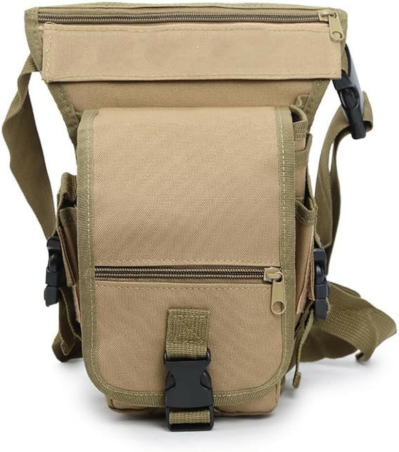サバゲー レッグバッグ レッグポーチ タクティカル 軍用 ミリタリー 登山用 アウトドア 防水 (ブラウン)