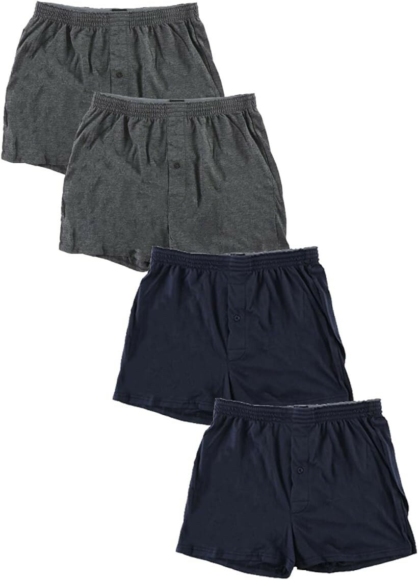 メンズ 無地 ニット トランクス 前開き セット パンツ 下着 4枚セット E LL (4枚セット　E, LL)