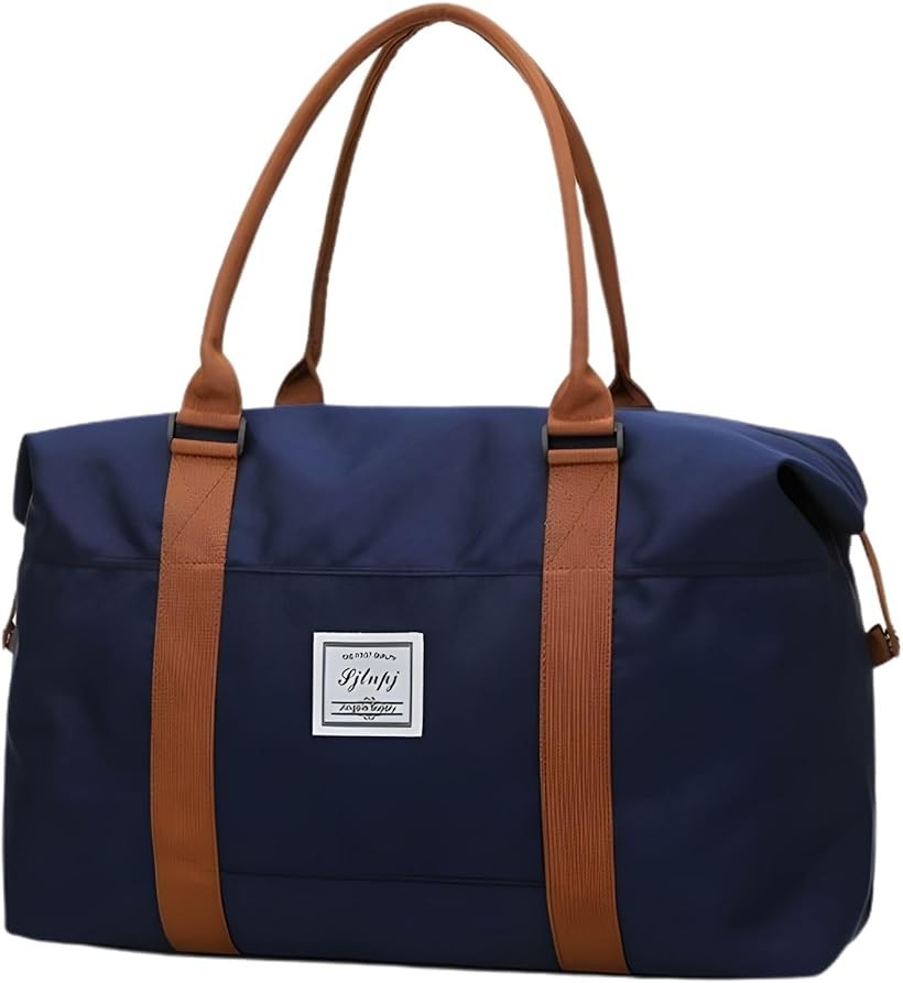 Boston Bags - ボストンバッグ レディース 軽量 大容量 旅行バッグ キャリーオン 折りたたみ 撥水 1泊2日 トラベル ジム 通勤 通学 (ネイビー, L)