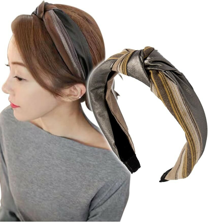 バリエーションコード : 2b995sy0q4商品コード2b995vo20p商品名カチューシャ ヘアバンド PUレザー バイカラー ツイスト 幅広 ワイド クロス バンダナブランドHerbeluemily(ハベルミリィ)カラーシルバーxベージュ幅広で存在感抜群x痛くなりにくい大人かわいいターバン風ヘアカチューシャ。落ち着いた色味ながらもリボンのようなデザインでこだわりのあるおしゃれアイテム。そのままでのご使用はもちろん、さり気なくまとめただけのヘアスタイルに使用するだけで、こなれた印象のお洒落スタイルが完成。シンプルなまとめ髪をオシャレに演出します。シンプルなデザインでコーディネートに取り入れやすいのでさまざまなシーンで活躍します。学生さんの学校でのヘアスタイルや、OLさんのオフィスカジュアルスタイル、通勤・通学のお供にもおすすめ。リボンとPUレザーのバイカラーデザインでどなたでも簡単にお洒落なヘアスタイルを実現。ご家族・お友達とのお揃いや、贈り物・プレゼントにもおすすめです。商品サイズ：全長約42.5cmx幅3.5cm※ 他ネットショップでも併売しているため、ご注文後に在庫切れとなる場合があります。予めご了承ください。※ 品薄または希少等の理由により、参考価格よりも高い価格で販売されている場合があります。ご注文の際には必ず販売価格をご確認ください。※ 沖縄県、離島または一部地域の場合、別途送料の負担をお願いする場合があります。予めご了承ください。※ お使いのモニタにより写真の色が実際の商品の色と異なる場合や、イメージに差異が生じることがあります。予めご了承ください。※ 商品の詳細（カラー・数量・サイズ 等）については、ページ内の商品説明をご確認のうえ、ご注文ください。※ モバイル版・スマホ版ページでは、お使いの端末によっては一部の情報が表示されないことがあります。すべての記載情報をご確認するには、PC版ページをご覧ください。