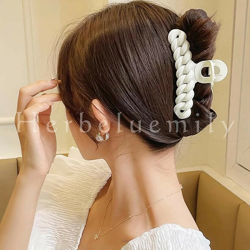 ヘアクリップ ヘアクロー ダッカール バンスクリップ 髪留め 髪飾り ロープ編み 11cm