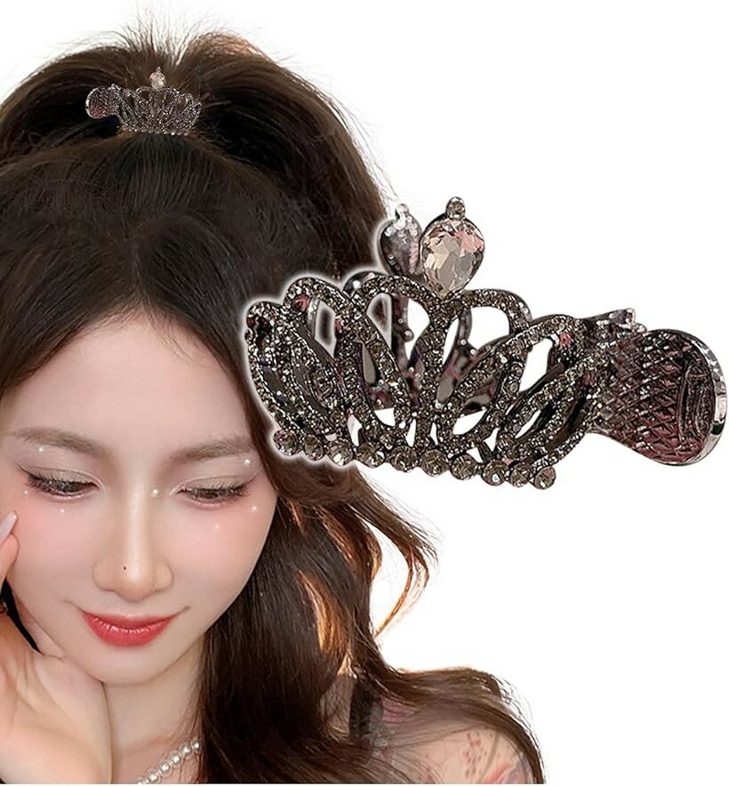 ヘアクロー クリップ ラインストーン ビジュー ポニーテールクリップ ポニーテール...