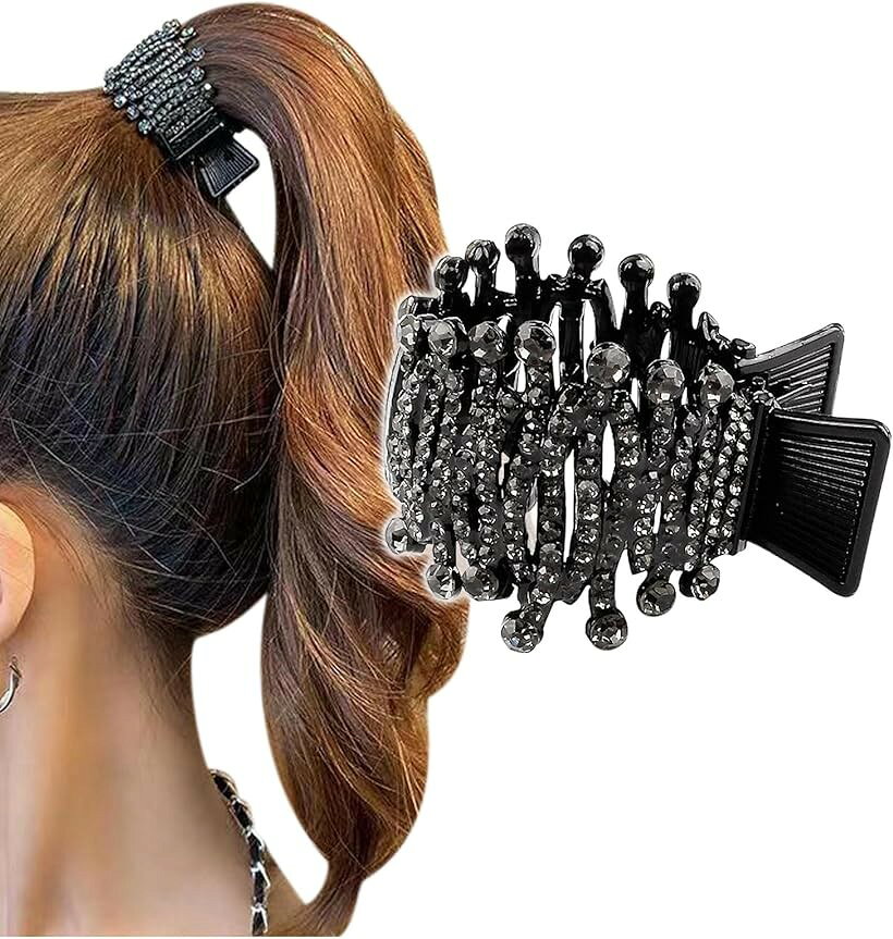 ヘアクロー クリップ ラインストーン ビジュー ポニーホルダー 髪留め 髪飾り フォ...