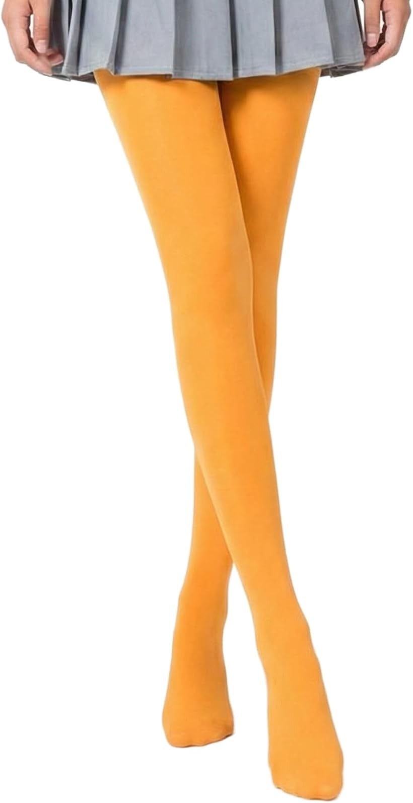 カラータイツ 100デニール カラーストッキング レディース 大きいサイズ コスプレ 厚手 (オレンジ, Free Size)