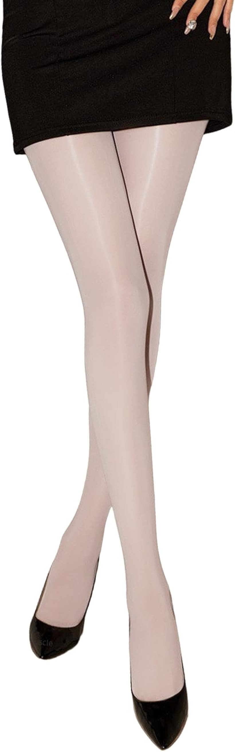 Stockings - 光沢ストッキング 光沢パンスト オイルストッキング 光沢タイツ (グレー, Free Size)