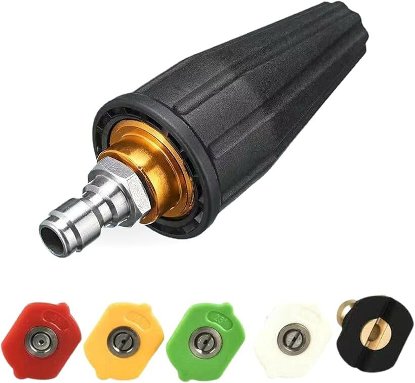 バリエーションコード : 2b2vt4lsft商品コード2b2vt46v2r商品名高圧洗浄機 ターボ 回転 ノズル クイック 接続 圧力 洗浄 スプレー 汎用 常温水 コネクト 1/4 インチ 3600 PSI ターボノズル チップ5個セット TypeCブランドKrovatカラー多色・高圧洗浄機 回転ノズル クイック接続 ターボノズル チップ5個付 です。温水(100℃まで)冷水両方に対応し、最大圧力は3600PSIです。汎用タイプの1/4インチコネクターで、様々な高圧洗浄機に対応しています。様々なニーズに応じてチップを選択可能です。・先端は高圧回転式ジェットを射出でき、ノズルの強度も高く、使い勝手が良い商品です。射出角度の異なるスプレーノズル5種類が付属していますので、様々な場面でご使用いただけます。(0°， 15°， 25°， 40°， 60°)・ターボノズルは回転の力により、標準のノズルよりも最大40％高速な洗浄を実現します。汚れたレンガ、コンクリート、ビニール、その他の汚れがひどい場所の洗浄に最適です。手の届きにくい場所を素早く簡単に掃除が可能です。・スプレーパターンが異なる5個のノズルチップです。赤色のものは0度、イエローのものは15度、緑色のものは25度、ホワイトのものは40度、ブラックのものは60度です。実際のニーズに応じてスプレーノズルの異なる角度を選択します。・素材：ステンレス鋼および真鍮、銅 ＊お使いのディスプレイによって、実際の商品の色と若干異なる場合がございます。※ 他ネットショップでも併売しているため、ご注文後に在庫切れとなる場合があります。予めご了承ください。※ 品薄または希少等の理由により、参考価格よりも高い価格で販売されている場合があります。ご注文の際には必ず販売価格をご確認ください。※ 沖縄県、離島または一部地域の場合、別途送料の負担をお願いする場合があります。予めご了承ください。※ お使いのモニタにより写真の色が実際の商品の色と異なる場合や、イメージに差異が生じることがあります。予めご了承ください。※ 商品の詳細（カラー・数量・サイズ 等）については、ページ内の商品説明をご確認のうえ、ご注文ください。※ モバイル版・スマホ版ページでは、お使いの端末によっては一部の情報が表示されないことがあります。すべての記載情報をご確認するには、PC版ページをご覧ください。・こちらの商品はTypeCです。