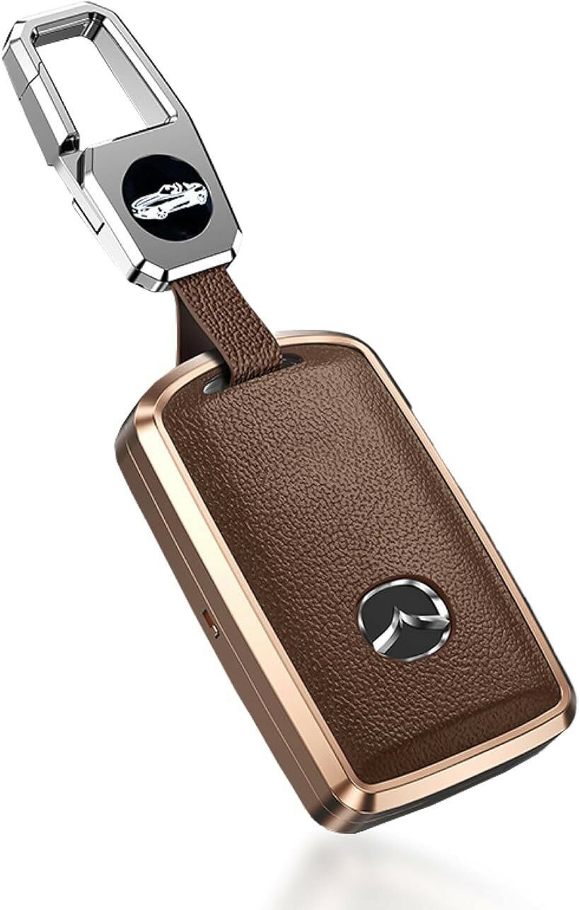 互換品 マツダ キーケース スマートキー対応 の操作感 マツダ3 アクセサリー CX-5 CX-8 CX-30 強固に全面保護 本革 汎用 (ブラウン)