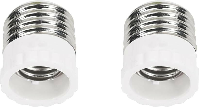 口金変換ソケットアダプター E26＞E17変換ソケット 電球ソケット 工事不要 取り付け簡単 (白い, 2個入り)