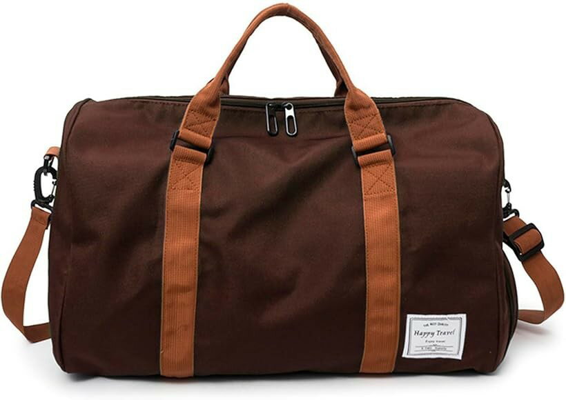 Boston Bags - ボストンバッグ 旅行バッグ スポーツバッグ 旅行カバン スポーツダッフルバッグ ジムバッグ 3WAY シューズ収納 機内持込 アウトドア 大容量 メンズ レディース ユニセックス 乾湿分離 ブラウン (ブラウン)