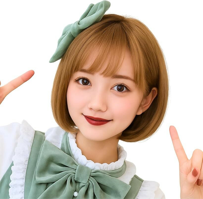 フルウィッグ ショートボブ ストレート 耐熱 ぱっつん 小顔効果 自然仕上げ アイロ...