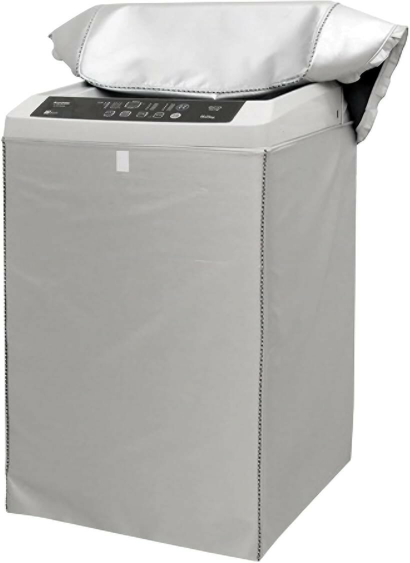Wash Stands - 洗濯機カバー 屋外 防水 防塵 防UV 5年 4面 バックル付き (シルバー, 4.5-5.5kg (52x53x86cm))