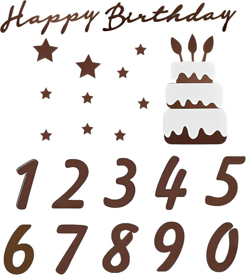 誕生日 飾り バースデー タペストリー ガーランド シンプル ナチュラル バナー フェルト Happy Birhtday + Cake 数字バナー (ブラウン)