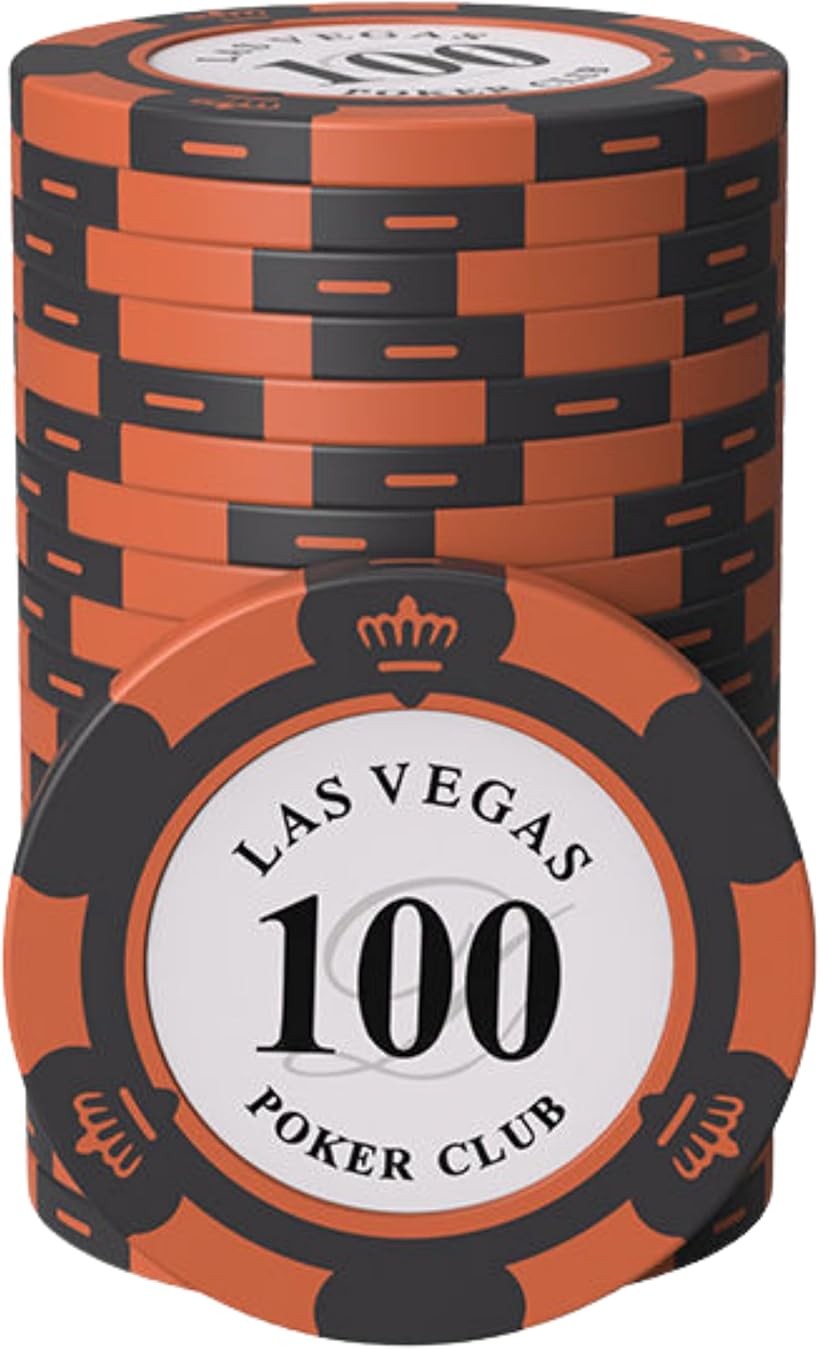 Board, Table Game - ポーカーチップ クレイ製 カジノチップ 100 面値 単品 20枚セット メタルインサート入り 高級 重厚感 本格仕様 カードゲーム用 (面値「100」, 直径 約40mm)