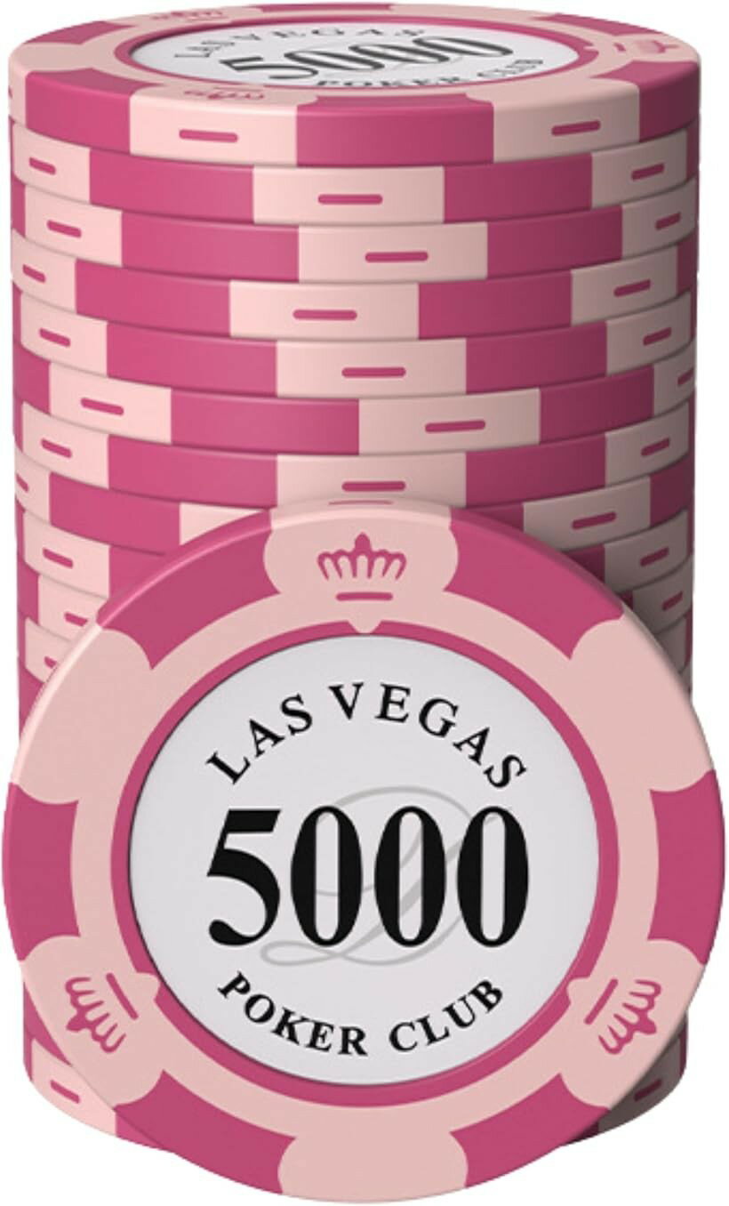 Board, Table Game - ポーカーチップ クレイ製 カジノチップ 5000 面値 単品 20枚セット メタルインサート入り 高級 重厚感 本格仕様 カードゲーム用 (面値「5000」, 直径 約40mm)