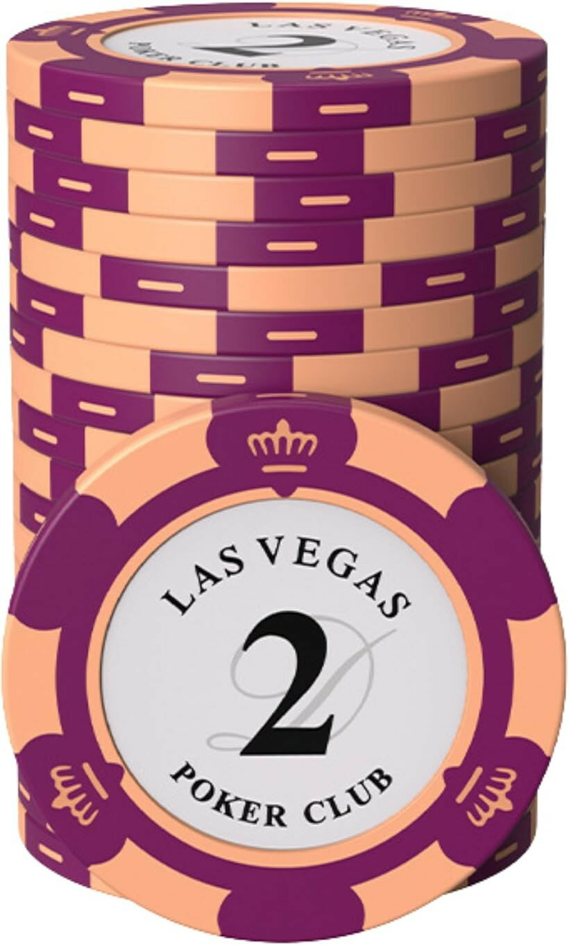 Board, Table Game - ポーカーチップ クレイ製 カジノチップ 2 面値 単品 20枚セット メタルインサート入り 高級 重厚感 本格仕様 カードゲーム用 (面値「2」, 直径 約40mm)