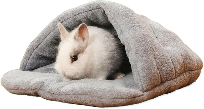 ハムスター ハウス モルモット ハリネズミ 家 小動物 寝袋 寝床 ふわふわ 寒さ対策 フェレット うさぎ デグー小屋 保温 防寒 冬用 暖かい ベッド 洗濯可能 (ライトグレー)