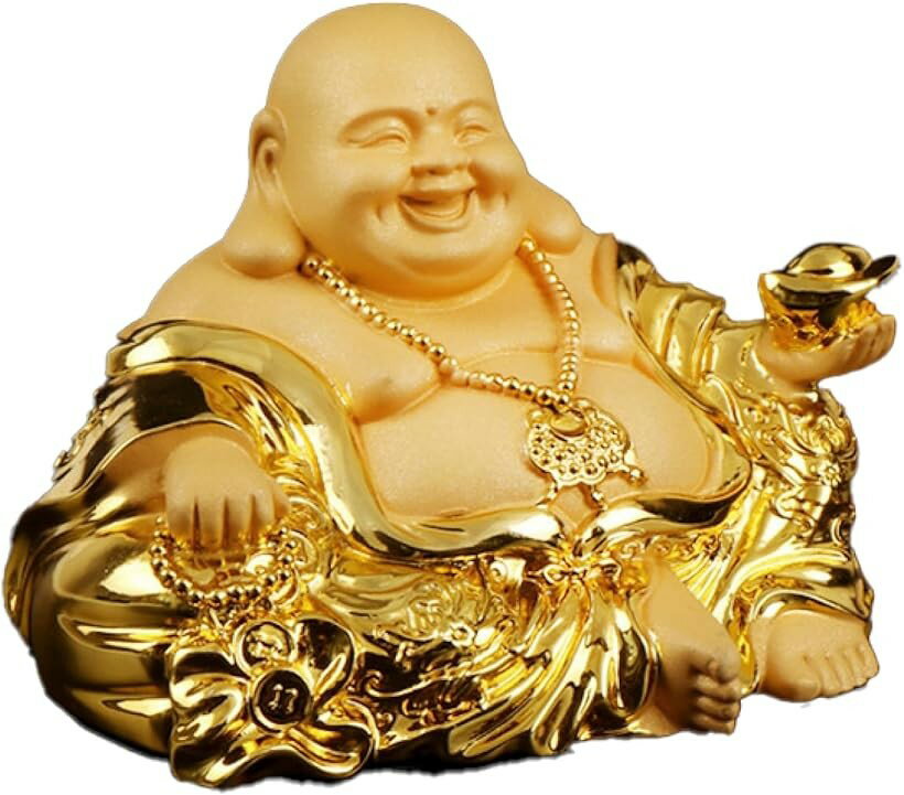 仏像 七福神 布袋様 置物 ゴールド 金運 風水 インテリア 玄関 縁起物 贈り物 (台座なし)