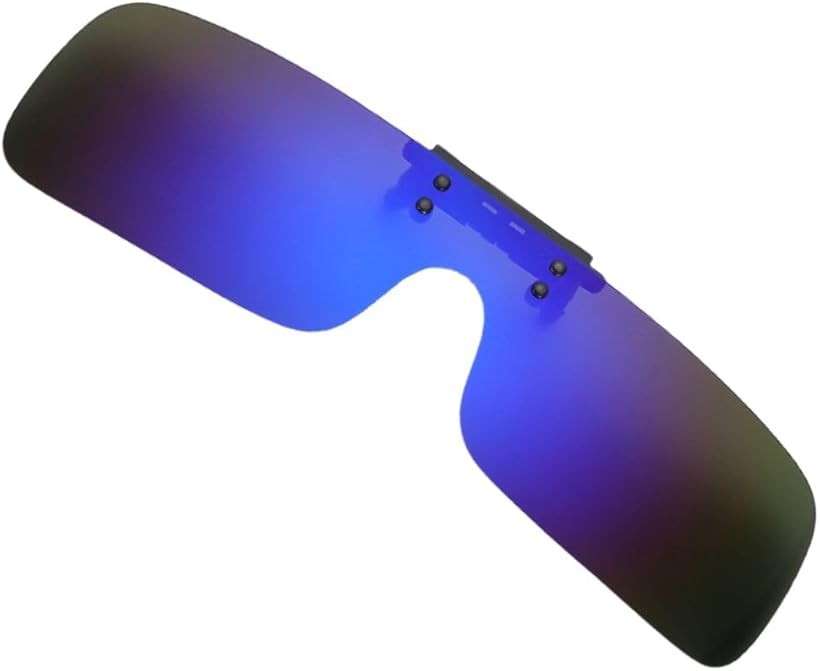 偏光サングラス クリップオン 跳ね上げ フレームレス 夜間 はさむ 超軽量 6g UV400 ドライブ 釣り ケース収納袋付き (ネイビーブルー)(4.0)