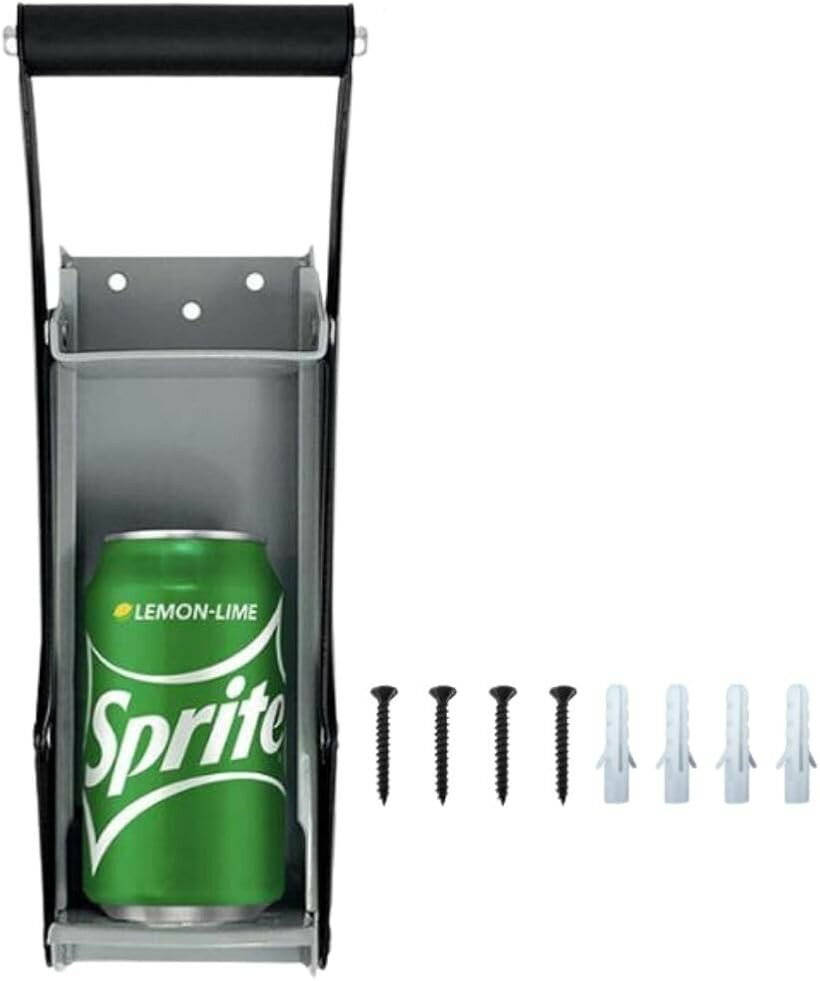Can Openers - D.Stomo 2way 空き缶潰し器 缶クラッシャー ペットボトル ボトルクラッシャー 壁取り付け式 省スペース コンパクト カンクシャ スチール製 グレー (グレー)