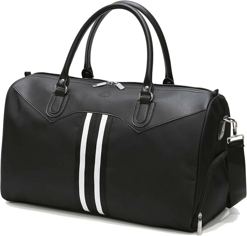 Boston Bags - ボストンバッグ レディース メンズ 大容量 修学 旅行トラベルバッグ シューズ収納バッグ (ホワイトストライプ, Large)