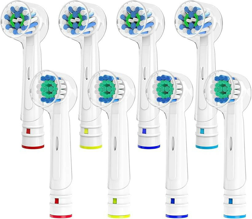 Electric Toothbrushes - 互換品替えブラシ 互換ブラシ 電動歯ブラシ ブラウンオーラルB用 マルチアクションブラシ ベーシックブラシ プレミアムブラシヘッド 家庭用 8本セット (EB50＆EB17 8本, EB50＆EB17 8本)