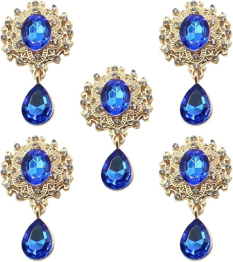 ビジューパーツ 宝石 5個セット 推し活 ハンドメイド デコパーツ 手芸 (ブルー, 約25mmx46mm) mlinestore-10160540 エムラインストア パッケージ画像