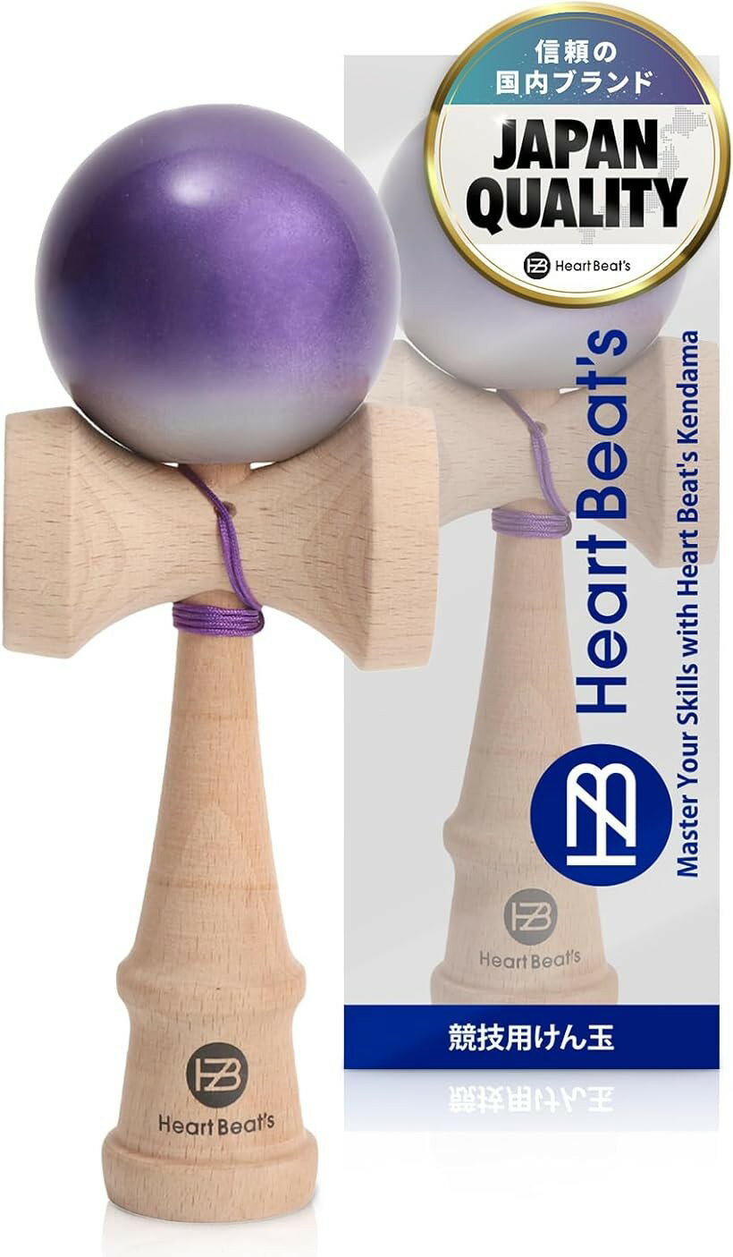 モダンなメタリックカラー 競技用けん玉 剣玉 けんだま Kendama 民芸品 メタリック塗装 ツートン ミスティカルメタリック Heart Beat’s (メタリックパープル)
