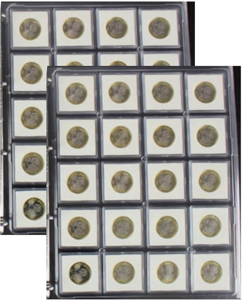 Currency Related Goods - ✦ルナシェ コインアルバム用リフィル 収納ポケット シート コレクション用 硬貨 保管ケース クリアポケット 追加リフィル 記念コイン対応 両面クリア 市販バインダー対応 (50mmx20枚x2レフィル, 2レフィル)