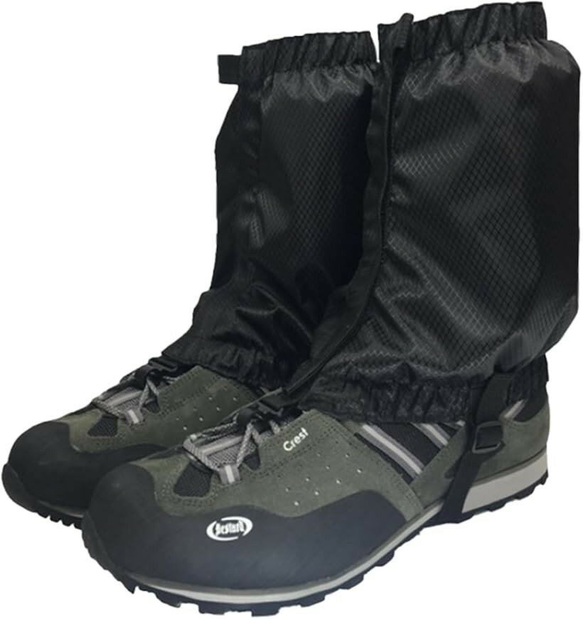 ゲイター 登山 スパッツ レイン レッグカバー 防水カバー トレッキング 泥よけ (ブラック)