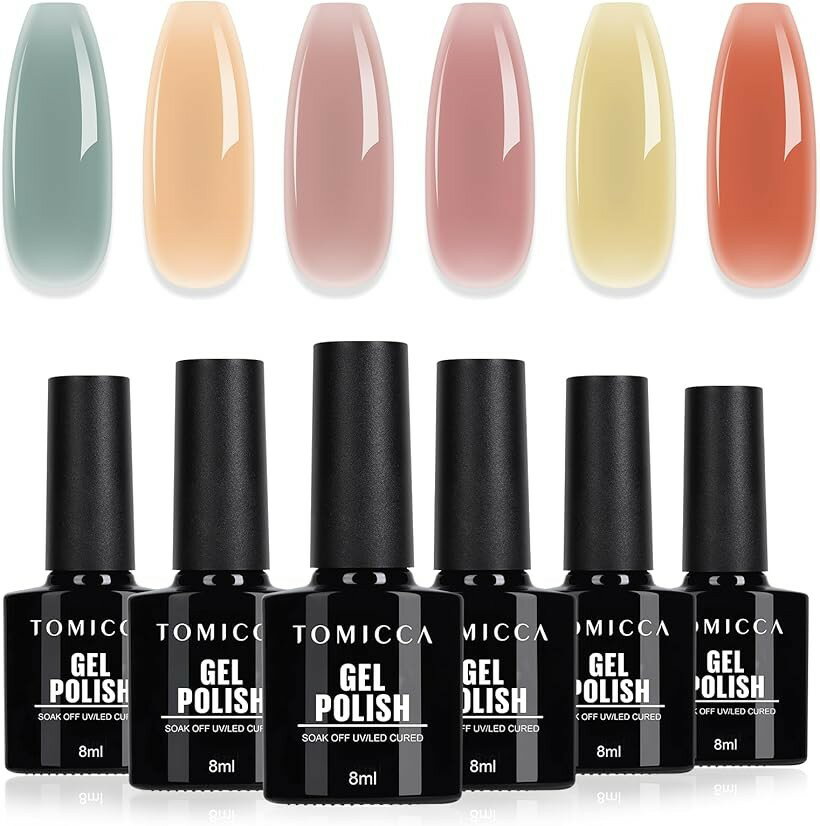 カラージェル ネイルアート6色 8ml 透け感あり UV・LED対応 夏 ポリッシュタイプ ジェルネイル セット 初心者＆プロ適用 (絵を描く)