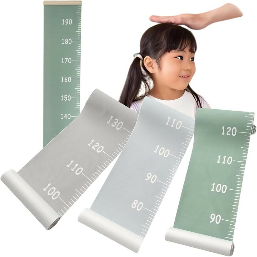 Height Meters - 壁掛け身長計 測定器 子供 ペンで書ける メジャー 成長記録 (グリーン, 普通)